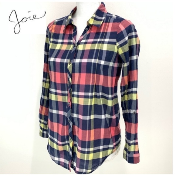 Joie Tops - Joie Navy Plaid Top